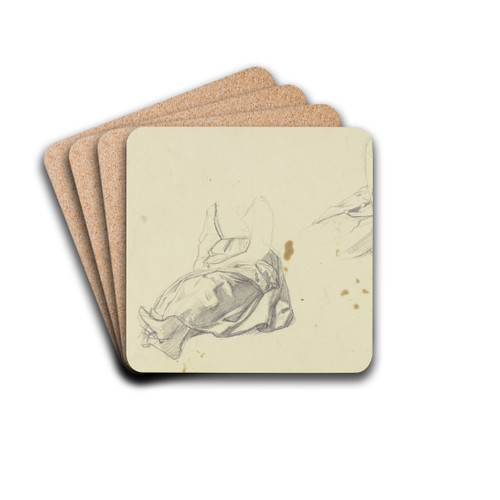 Studienblatt; Lagernde Frau und lagernder Mann by Jakob Becker Drink Coasters - set of 4