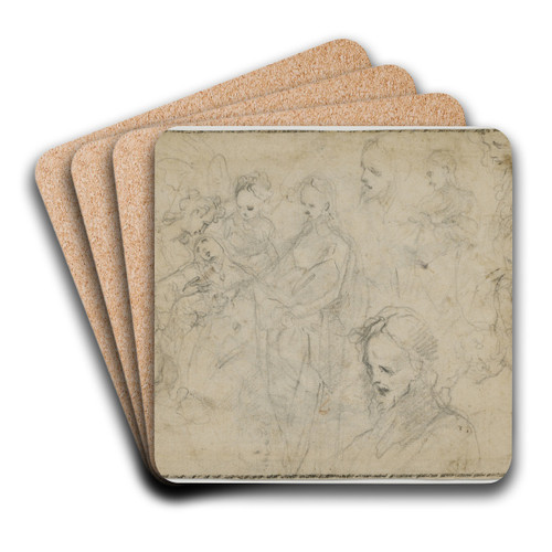 Studies for Christ Giving a New Heart to Saint Catherine of Siena by Francesco Vanni Art Drink Coaster set