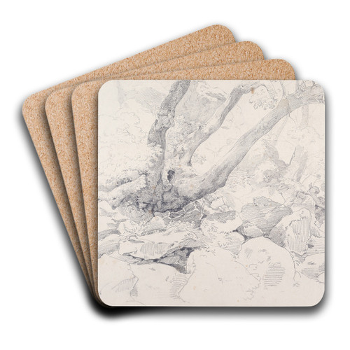 Verkrppelter Baumstamm auf Felsen bei Ariccia by Ernst Fries Art Drink Coaster set Verkrppelter Baumstamm auf Felsen bei Ariccia by Ernst Fries Art Drink Coaster set