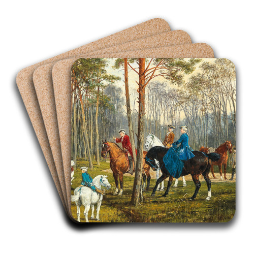 A Family On Horseback by Jan Van Chelminski Art Drink Coaster set A Family On Horseback by Jan Van Chelminski Art Drink Coaster set