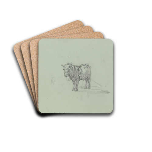 Harnessed ox by Max Joseph Wagenbauer Drink Coasters - set of 4