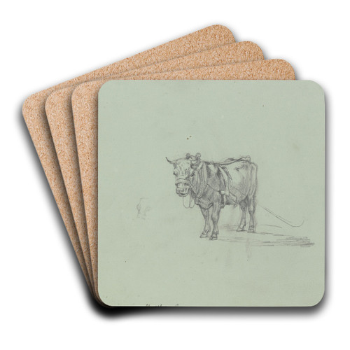 Harnessed ox by Max Joseph Wagenbauer Art Drink Coaster set