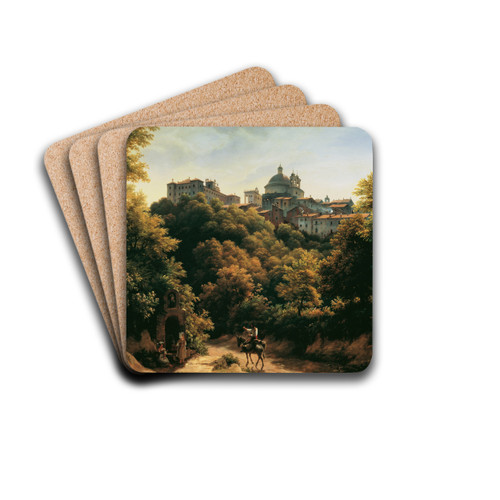 Ansicht von Ariccia by Johann Heinrich Schilbach Drink Coasters - set of 4