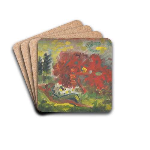 Reclining Nude in a Garden by Arnold Peter Weisz-Kubnan Drink Coasters - set of 4