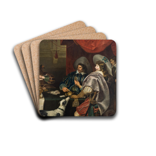 The Card Game by Cornelis de Vos Drink Coasters - set of 4 The Card Game by Cornelis de Vos Drink Coasters - set of 4