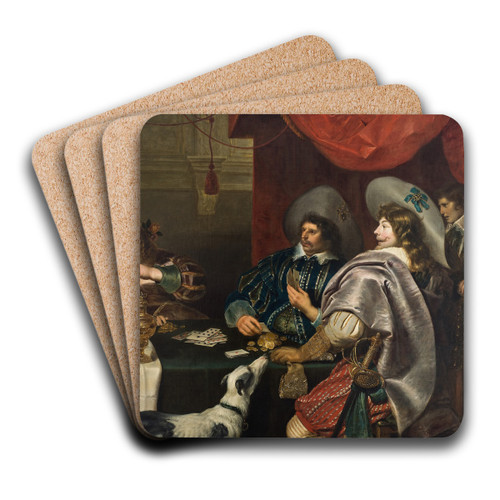 The Card Game by Cornelis de Vos Art Drink Coaster set The Card Game by Cornelis de Vos Art Drink Coaster set