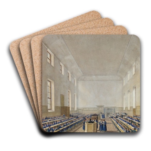 The Grammer School, Christs Hospital by Augustus Charles Pugin Art Drink Coaster set
