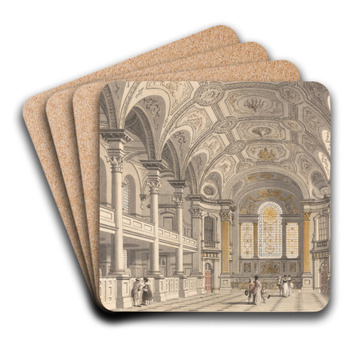 St. Martin-in-the-Fields, Interior by Thomas Malton the Younger Art Drink Coaster set