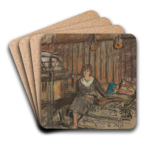 Madame Fried Rveuse (tude) by douard Vuillard Art Drink Coaster set