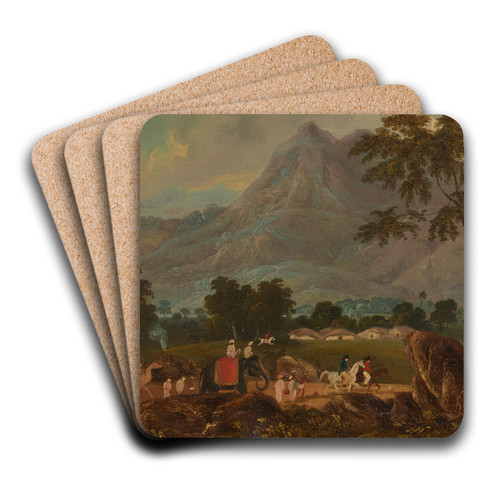The road from Calcutta to Patna with an elephant and a camel by Sir Charles D'Oyly Art Drink Coaster set