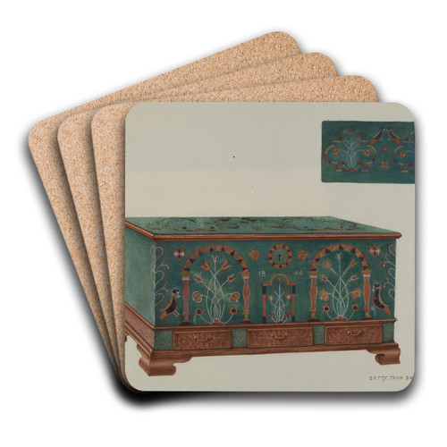 Pa. German Chest by Betty Jean Davis Art Drink Coaster set
