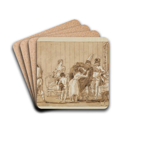 Punchinello as a Dressmaker by Giovanni Domenico Tiepolo Drink Coasters - set of 4