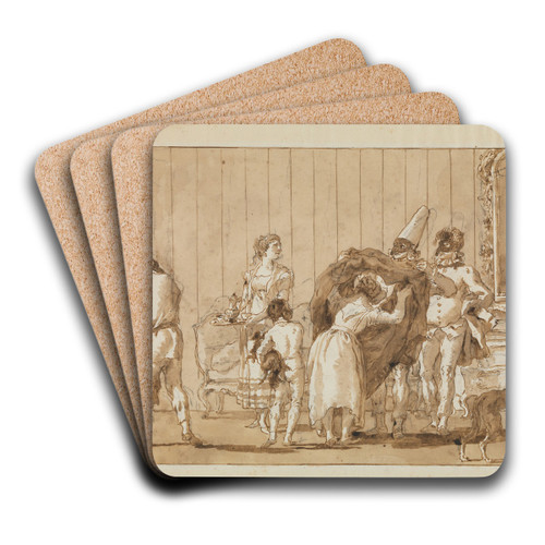 Punchinello as a Dressmaker by Giovanni Domenico Tiepolo Art Drink Coaster set