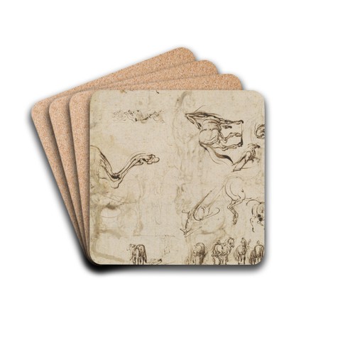 Studies of Horses (verso) by Jacques Callot Drink Coasters - set of 4