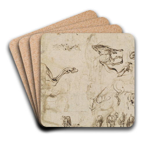 Studies of Horses (verso) by Jacques Callot Art Drink Coaster set