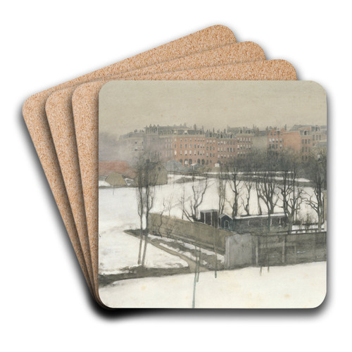 Gezicht op het Oosterpark in de sneeuw by Willem Witsen Art Drink Coaster set