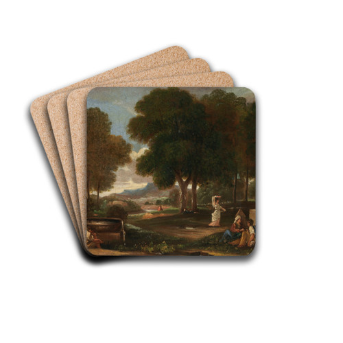 Landscape with a Man Washing his Feet at a Fountain by James Barry Drink Coasters - set of 4 Landscape with a Man Washing his Feet at a Fountain by James Barry Drink Coasters - set of 4