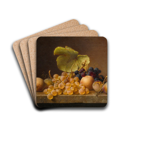 Still Life With Grapes by Johann Wilhelm Preyer Drink Coasters - set of 4