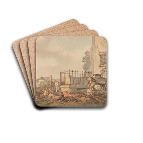 Bushey Churchyard with the Tombs of Edridge, Hearne and H. Monro by William Henry Hunt Drink Coasters - set of 4