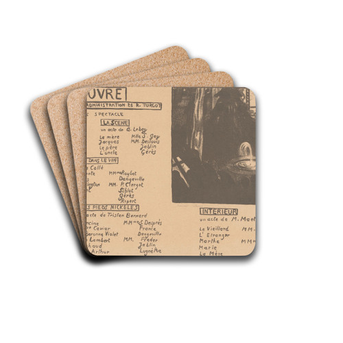 Affiche voor het Thtre de l'uvre met afbeelding van een fontein by Maurice Denis Drink Coasters - set of 4
