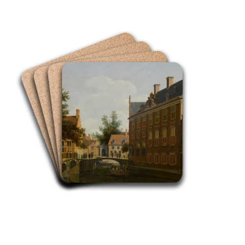 The Oude Zijds Herenlogement (Gentlemen's Hotel) in Amsterdam by Gerrit Adriaensz. Berckheyde Drink Coasters - set of 4