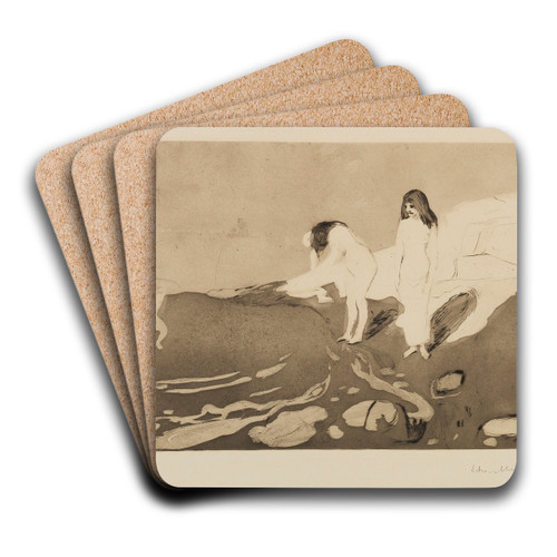 Bathing Women by Edvard Munch Art Drink Coaster set