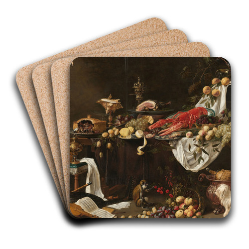 Banquet Still Life by Adriaen van Utrecht Art Drink Coaster set