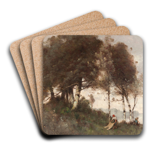 Paysage aux lavandires by Paul Dsir Trouillebert Art Drink Coaster set