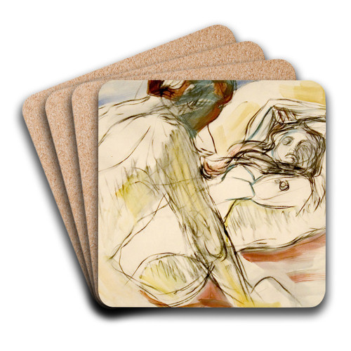 Mann og kvinne by Edvard Munch Art Drink Coaster set
