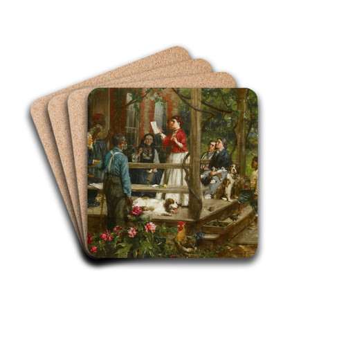 Tidings from the Front (The Letter) by William Gilbert Gaul Drink Coasters - set of 4 Tidings from the Front (The Letter) by William Gilbert Gaul Drink Coasters - set of 4