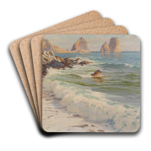 Coast at Capri with Faraglioni rocks by Paul Von Spaun Art Drink Coaster set