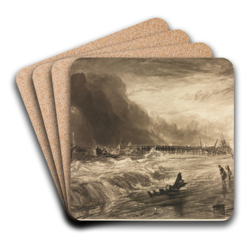 Vessel in Distress of Yarmouth by Sir Frank Short Art Drink Coaster set Vessel in Distress of Yarmouth by Sir Frank Short Art Drink Coaster set