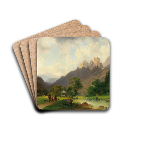 The Pleasures of Summer at the Foot of a Castle by Joseph Holzer Drink Coasters - set of 4