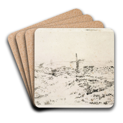 The Windmill at Mariakerke by James Ensor Art Drink Coaster set The Windmill at Mariakerke by James Ensor Art Drink Coaster set