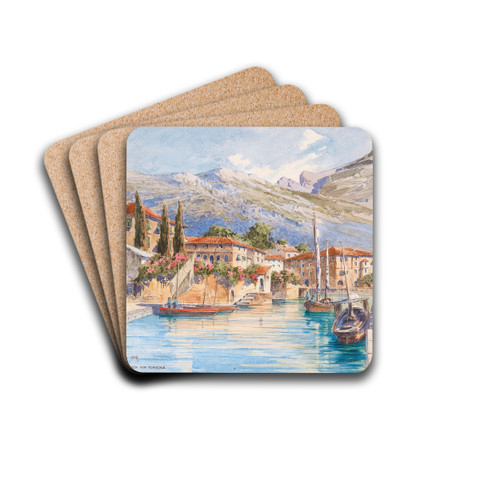 A motif from Torbole by Fritz Lach Drink Coasters - set of 4