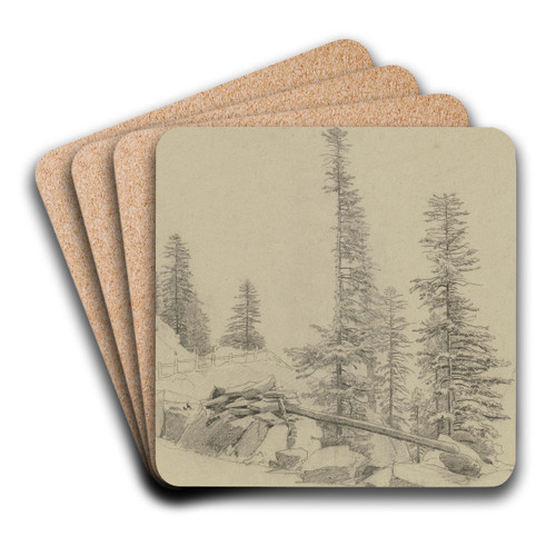 Spruce trees at the Via Mala by Johann Wilhelm Schirmer Art Drink Coaster set