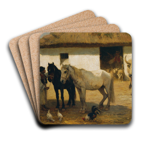 Ungarischer Bauernhof by Otto von Thoren Art Drink Coaster set