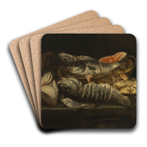 Still Life with Fish and Crustaceans on a Table by Abraham van Beijeren Art Drink Coaster set Still Life with Fish and Crustaceans on a Table by Abraham van Beijeren Art Drink Coaster set