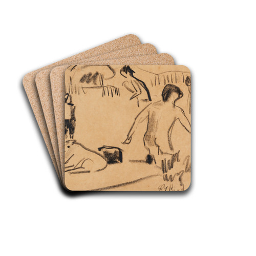 Badende in Moritzburg by Ernst Ludwig Kirchner Drink Coasters - set of 4