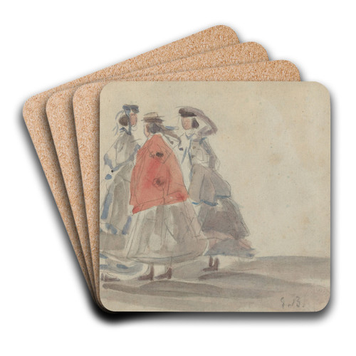 Three Women at Trouville by Eugne Boudin Art Drink Coaster set