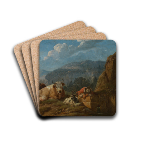 Italienische Berglandschaft by Johann Heinrich Roos Drink Coasters - set of 4