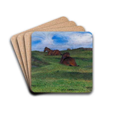 Horses Resting by Nils Kreuger Drink Coasters - set of 4 Horses Resting by Nils Kreuger Drink Coasters - set of 4
