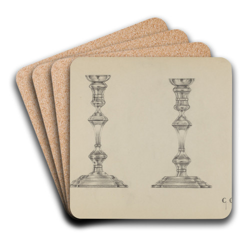Silver Candlesticks by Giacinto Capelli Art Drink Coaster set