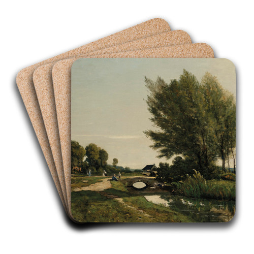 Une vue prs de Saint-Priv by Henri-Joseph Harpignies Art Drink Coaster set