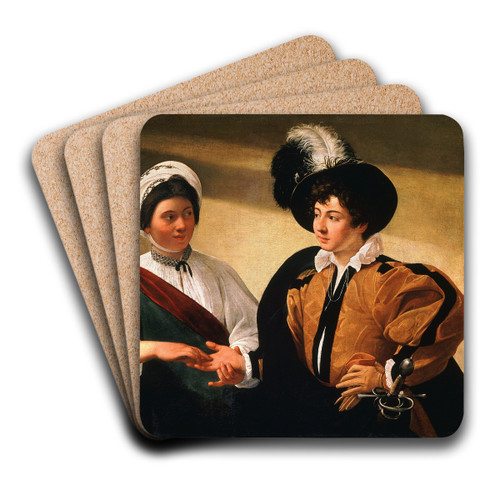 The Fortune Teller by Caravaggio Art Drink Coaster set