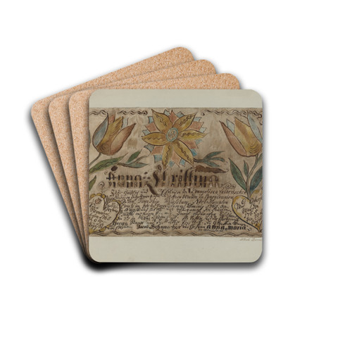Pa. German Birth Certificate by Albert Levone Drink Coasters - set of 4