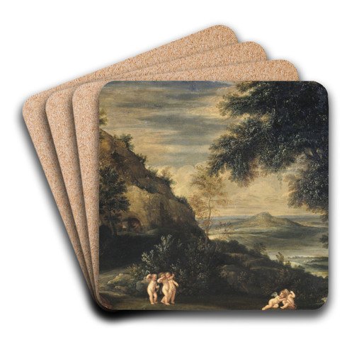 Landscape with Venus and Cupids by Francesco Albani Art Drink Coaster set Landscape with Venus and Cupids by Francesco Albani Art Drink Coaster set