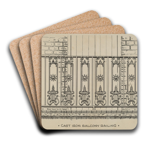 Cast Iron Balcony Railing by Ray Price Art Drink Coaster set