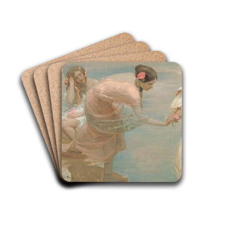 A summer morning by Rupert Bunny Drink Coasters - set of 4 A summer morning by Rupert Bunny Drink Coasters - set of 4