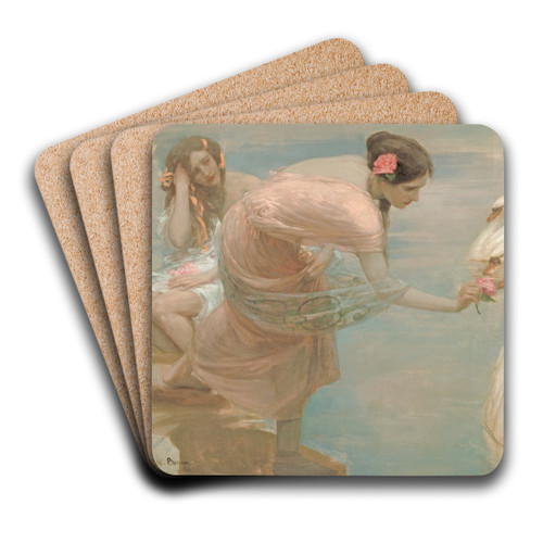 A summer morning by Rupert Bunny Art Drink Coaster set A summer morning by Rupert Bunny Art Drink Coaster set